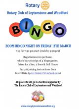 Bingo Online Charity night 18/3/22 19h15/19h30 Rotary family fun £10 screen, 